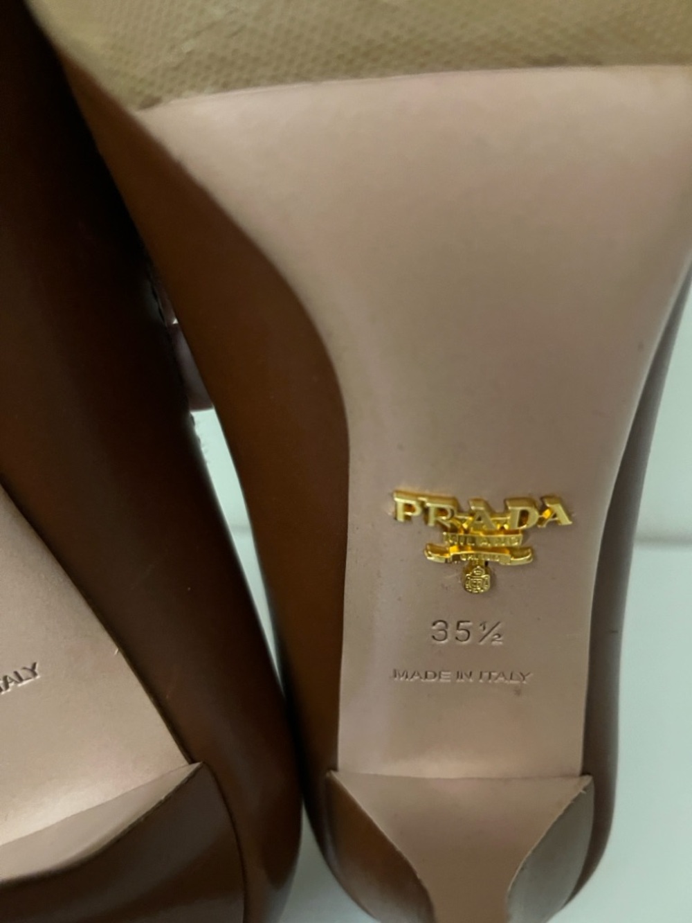 Prada Brown Leather Pointed-Toe Stiletto Pumps - Picture 10 of 14